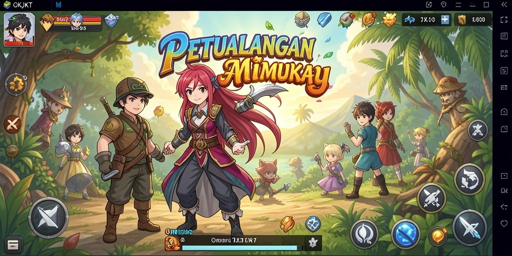 Screenshot menunjukkan pertarungan seru di dunia Anime yang penuh warna.