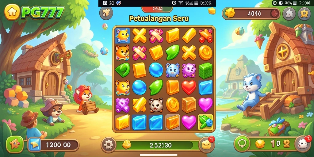 Screenshot PG777 menampilkan gameplay seru dalam mencocokkan objek.