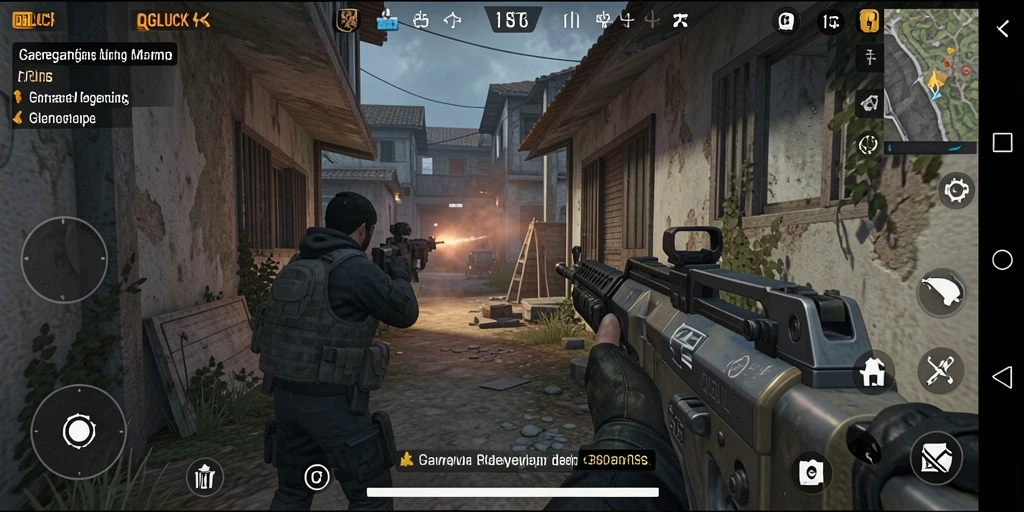 Tangkapan layar utama QGLUCK menunjukkan pertempuran FPS intens dan menarik.