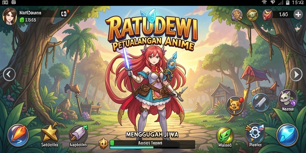Gameplay RATUDEWI yang menampilkan aksi petualangan anime yang seru.