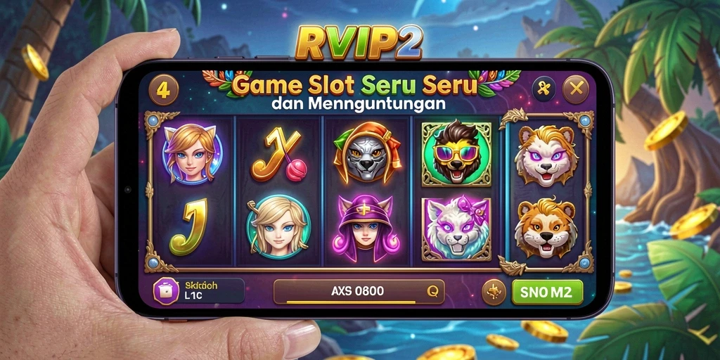 Tampilan gameplay RVIP2 dengan mesin slot yang menarik.