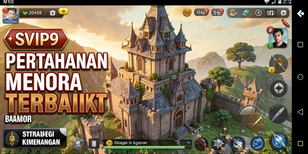Screenshot gameplay menunjukkan menara strategis melawan gelombang musuh.