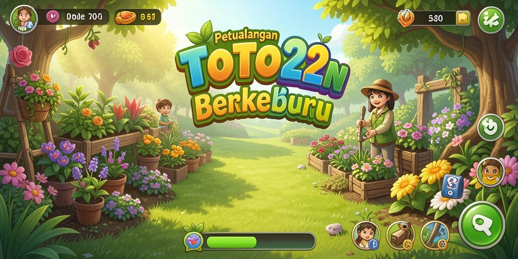 Screenshot TOTO22 menampilkan pemain merawat tanaman di ladang hijau.